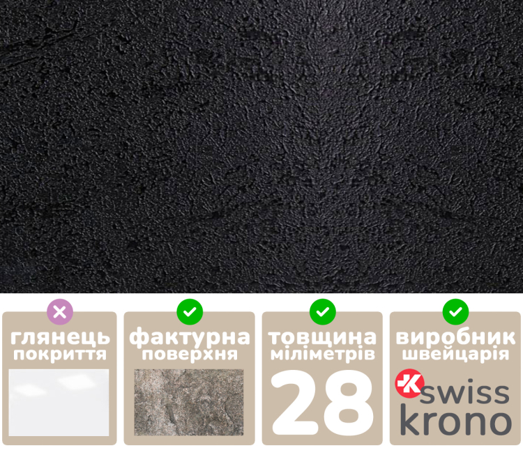 Фото Стільниця (28 мм) Swiss Krono Кераміка чорна / довжина 20 см (927293) - matras-online.com.ua